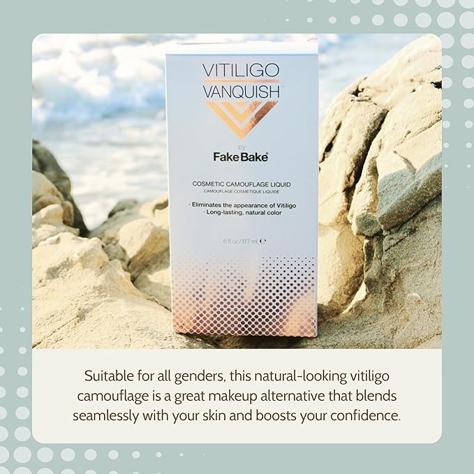 Vitiligo Vanquish Cosmetic Camouflage Kit by Fake Bake Liquid Concealer, Long Lasting Natural Color Customization Eliminates Appearance of Skin Depigmentation For Women & Men - Cover Lasts For Days
