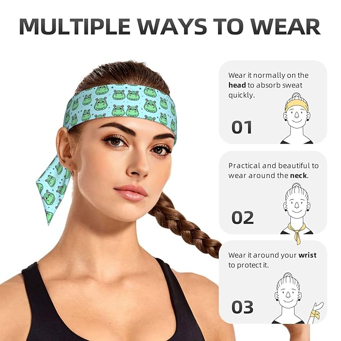 Men Women Fashion Sports Sweat Band Hair Accessories for Sports Workout Shower, Long Multifunction Cute Cartoon Hippo Head Ribbon Headwear