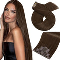 Moresoo Seamless Clip in Hair Extensions Dark Brown Hair Extensions Clip ins Straight 14inch Clip on Extensions Human Hair for Thin Hair for Daily use 7pcs/120g