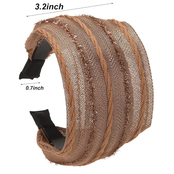 LONEEDY 4 Pack Wide Hard Headband with Teeth for Women, Girls’s Hair Band Pleated Cloth Fabric Hair Hoop Accessories (Mixed colors C)