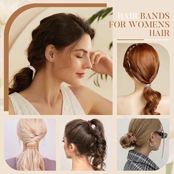 Hair Ties No Damage - 10PCS Ponytail Holders - Elastic Hair Ties for Thick Hair - Braided Hair Bands for Women Girls's Hair (20.Maillard2)