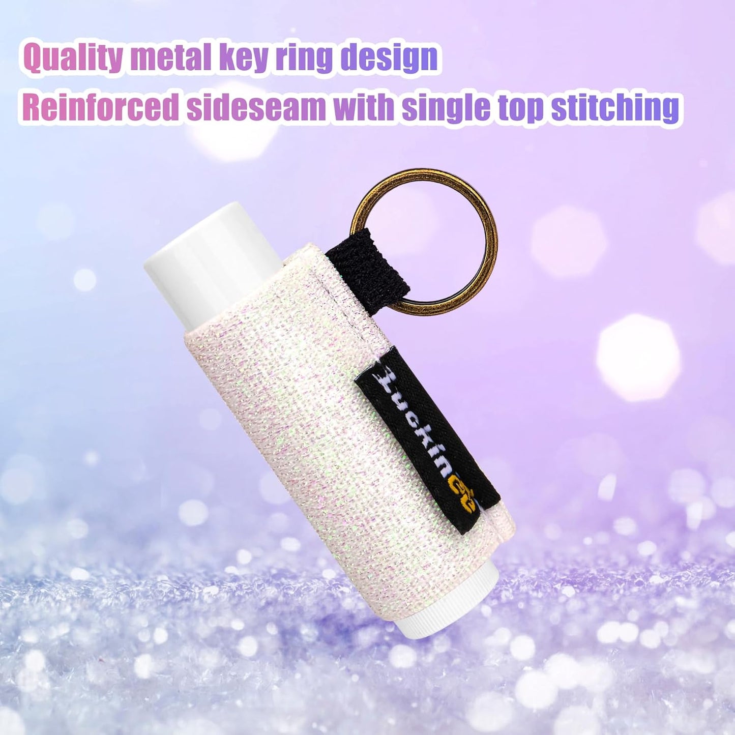 Lip Balm Keychain - Shinny Chapstick & Lipstick Holder - Tight Elastic Holder for Fat & Slim Lip Balms