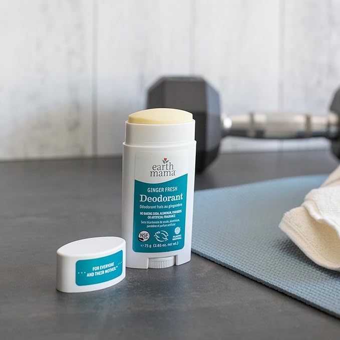 Earth Mama Ginger Fresh Deodorant | Safe for Sensitive Skin, Pregnancy and Breastfeeding, Contains Organic Ginger and Lime, No Baking Soda or Aluminum, 2.65-Ounce