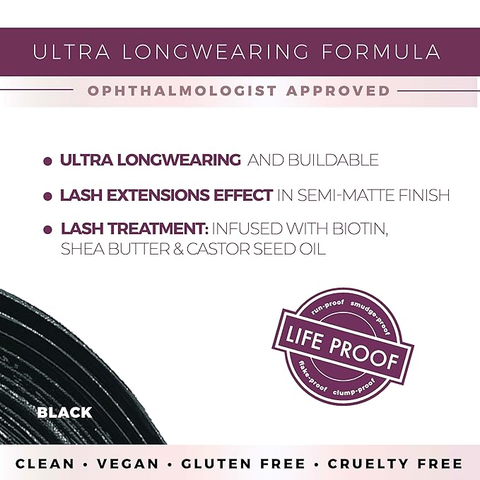Blinc Lash Extension Tubing Mascara, Extreme Lengthening and Defining Mascara with Biotin, Ultra-Longwearing Washable Mascara, Clean, Vegan and Cruelty-Free, 9mL / 0.30 Fl. OZ (Black)