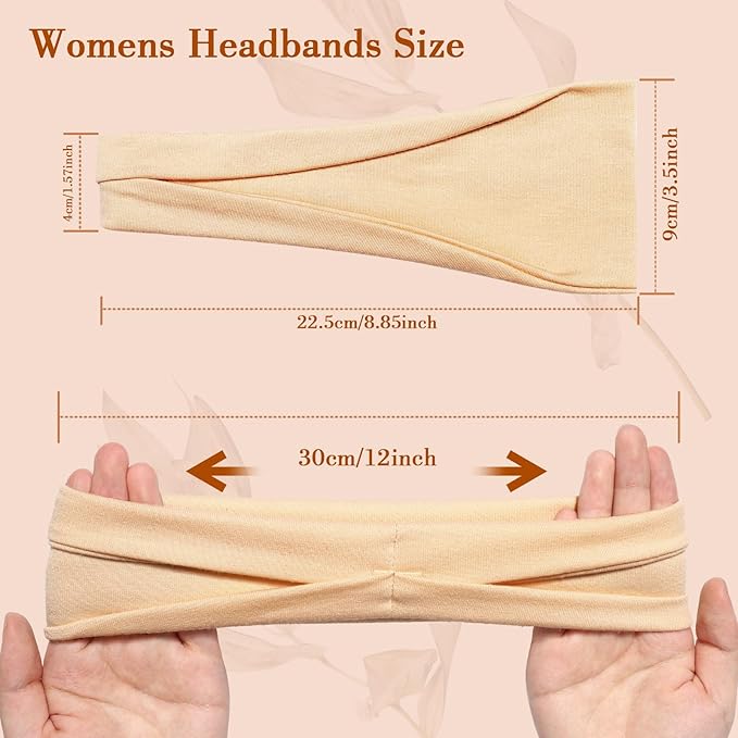 obeoby Headbands for Women, 8 Pack Wide Stretchy Headbands for Daily Use Sport Yoga Running, Stocking Stuffers for Women