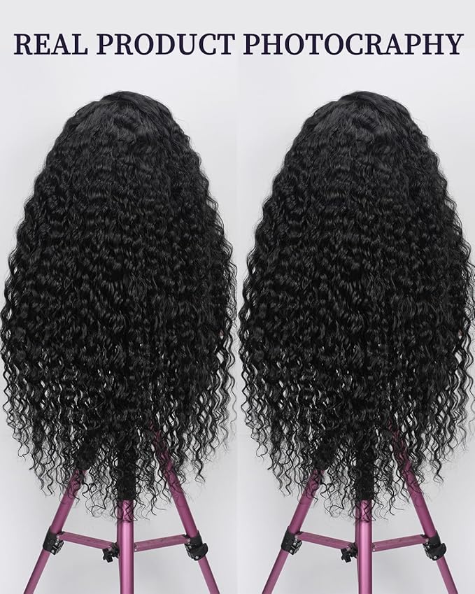 13x6 Deep Wave Lace Front Wigs Human Hair 180% Density Curly Human Hair Wig Pre Plucked Wet and Wavy human hair wig for Women HD Lace Frontal Wigs with Baby Hair 28inch