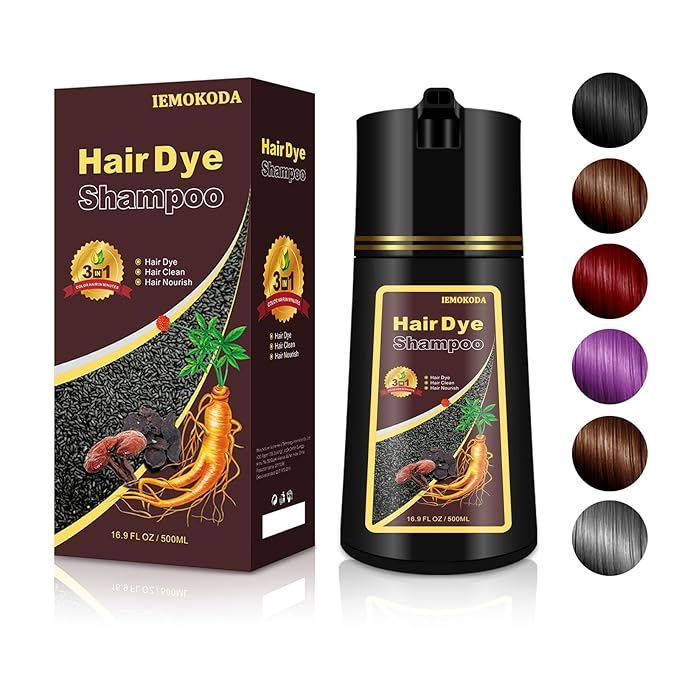 Deep Wine Red Hair Dye Shampoo 3 in 1, Long-lasting & Natural Hair Color Shampoo, Shampoo Hair Dye for Men Women, Hair Dye Easy to Use at Home 16.9 Fl Oz