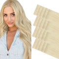 GOO GOO Invisi Edge Tape in Hair Extensions Human Hair, 60A Platinum Blonde 20pcs 18inch 50g, Virgin Remy Hair, Seamless Injected Tape, Natural Look