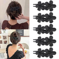 5PCS Black Flower Flat Hair Clips for Women - Mdscve French Flat Hair Claw Matte Hair Clips Flat Claw Clips for Thick Hair Non-Slip Cute Duck Billed for Girls