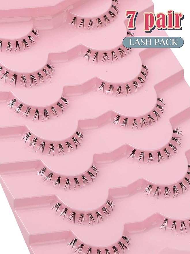 Lashes Natural Bottom Lashes 9mm Lower Strip Lashes Extention False Eyelashes Natural Look Wispy Bottom Eyelashes Fake Lashes Pack 7 Pairs