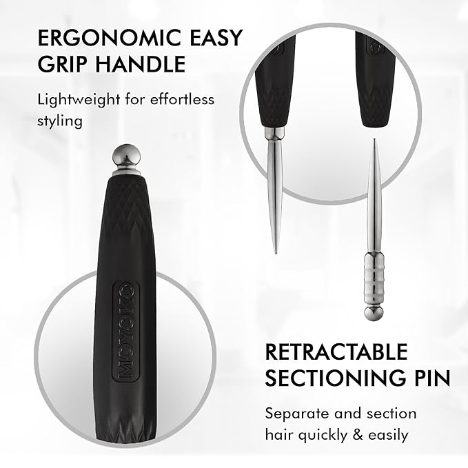 Silver Arch Round Brush for Blow Out (25mm) Professional Metal Small Round Hair Brush for Blow Drying Short Hair with Sectioning Pin, Salon Quality, Anti-Static Ionic Technology