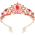 Didder Gold Tiaras for Women, Red Rhinestones Tiaras and Crowns for Women Elegant Princess Crown with Combs Tiaras for Girls Wedding Crowns for Brides Women's Headbands Prom Birthday Party