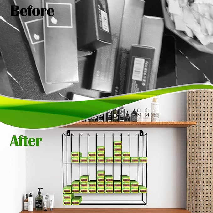 IKARE Hair Color Organizer Rack - Metal Tube Storage, Wall-Mounted Holder with Dye Paste Hanging Space for Salon, Beauty, Home