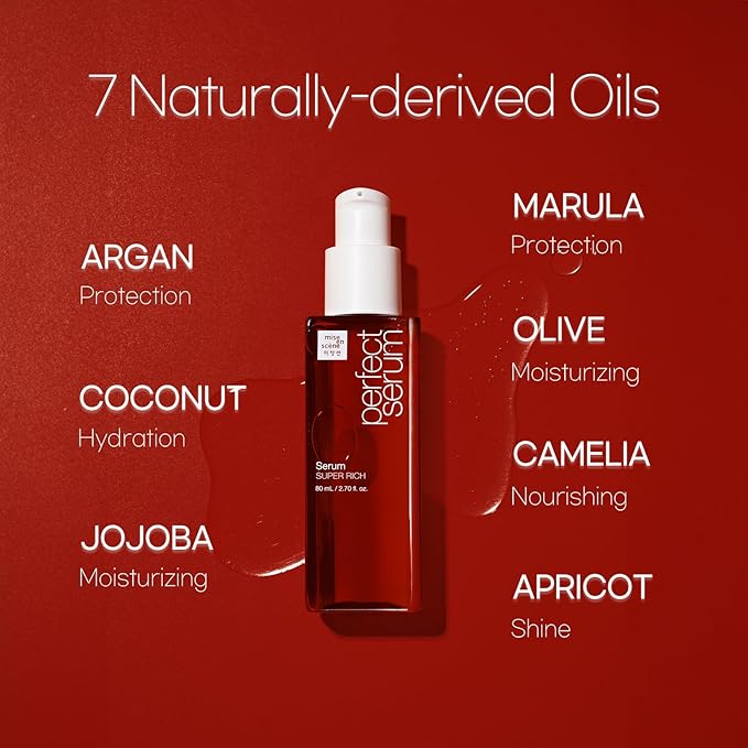 Mise En Scene Perfect Super Rich Serum with Argan Oils - Hair Essence for High Nutrition Intensive Care, Korean Hair Oil, 2.70 fl. Oz