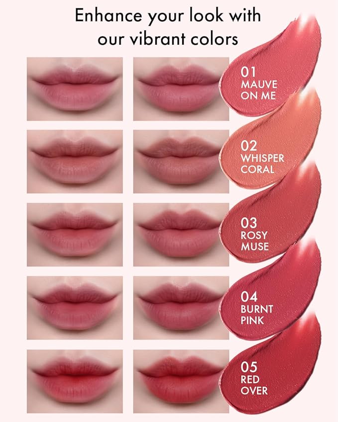 VIDIVICI Millennial Velvet Lip Tint - Thin, Comfortable & Long-Lasting Wear with Matte Finish - Seamless, Rich and Vibrant Shade - Moisture-Filled & Lightweight Texture, 0.15 fl.oz. (02 WHISPER CORAL)