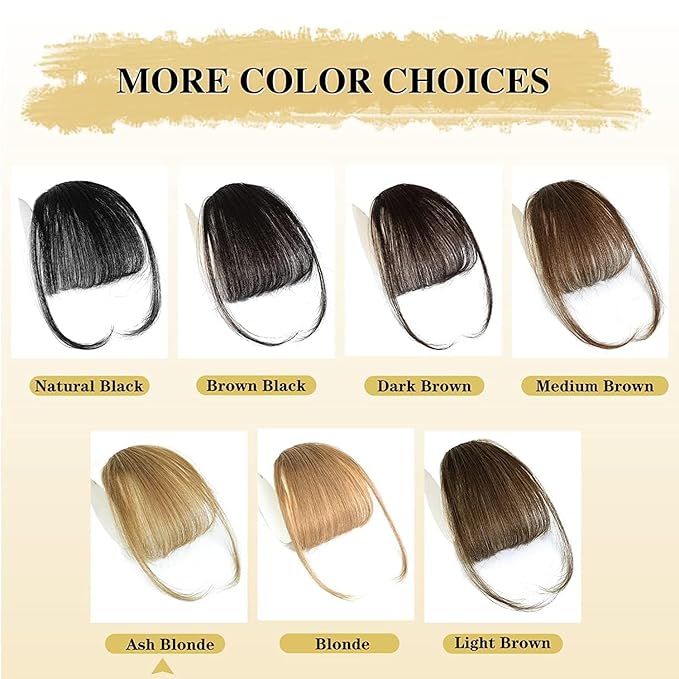 NAYOO Wispy Bangs Hair Clip - Ash Blonde 100% Real Human Hair Clip in Bangs for Women Fringe with Temples Hairpieces for Daily Wear (Ash Blonde, Wispy Bangs)