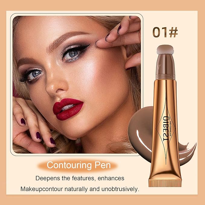 3 Pcs Beauty Wand For Liquid Contour Highlighter and Blush Rouge with Cushion Applicator Attached Easy to Blend, Lightweight Blendable Super Silky Cream Face Illuminator Makeup Stick