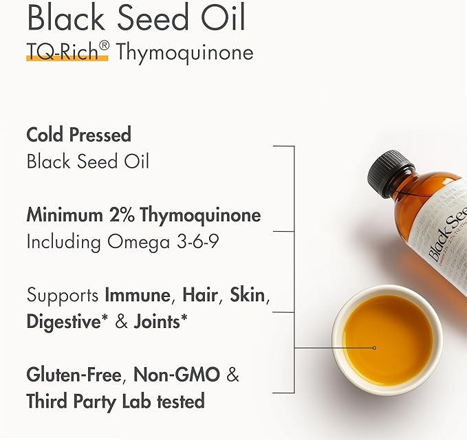 adalin Black Seed Oil Liquid 16.8 fl oz | Nigella Sativa Seed Oil | High Thymoquinone | Cold Pressed | Glass Bottle | Blackseed | Vegan | Gluten Free