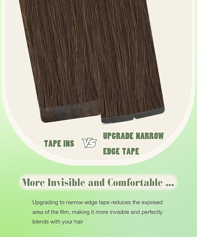 SURNEL Tape in Hair Extensions Human Hair #4 Chocolate Brown 18 inch Tape in Hair Extensions Remy 20 pcs 50g(#4-18)