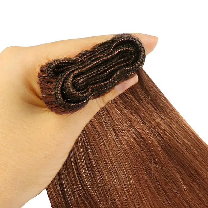 YoungSee Sew in Hair Extensions Real Human Hair Copper Human Hair Weft Extensions Light Copper Sew in Bundles Human Hair for Women 20Inch 100g