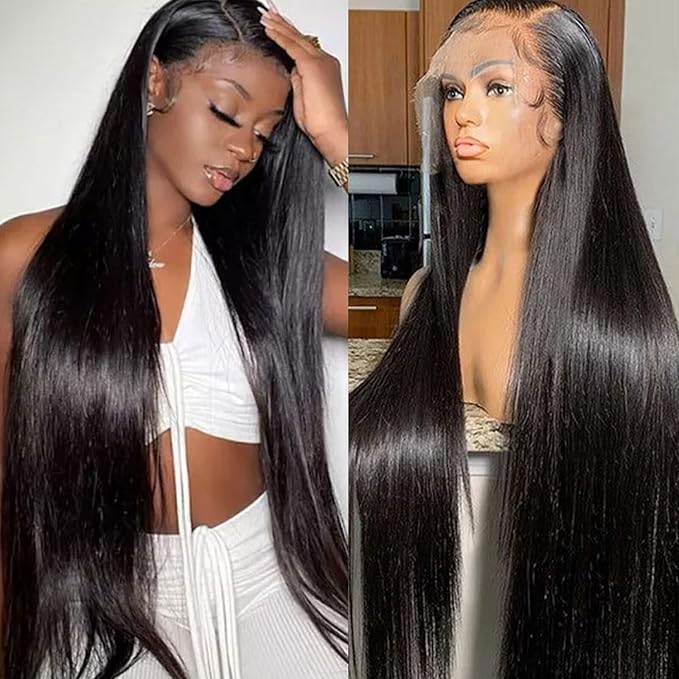 Lemoda Straight SKINLIKE Real HD 13x4 Full Lace Frontal Wigs 210% Density 15A 32inch Brazilian Straight Virgin Human Hair Lace Front Wig Invisible 0.1mm Ultra-thin Frayed Ends Tiny Knots