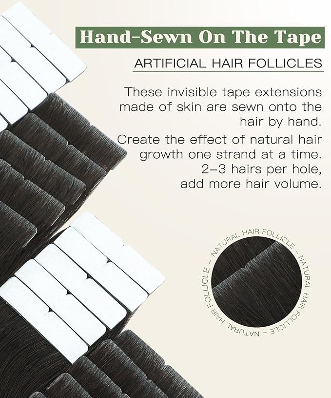 SURNEL Injection Tape in Hair Extensions 22 Inch Darkest Brown Injected Invisible Human Hair Tape in Extensions 20 Pcs 50g(#2,22)