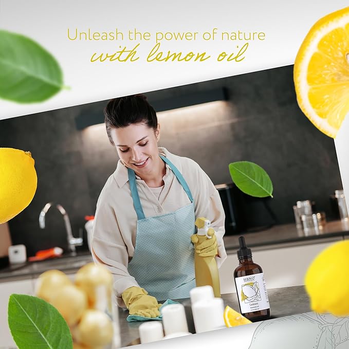 HBNO California Bottled Lemon Essential Oil 4 fl oz (120ml) - Natural & Premium Grade - Lemon Essential Oil for Cleaning