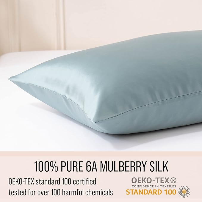 Bella Coterie Luxury Silk Pillowcase for Hair and Skin | 30 Momme | 100% Pure 6A Mulberry Silk | Super Soft | Perfectly Plush [Queen, Slate Blue]