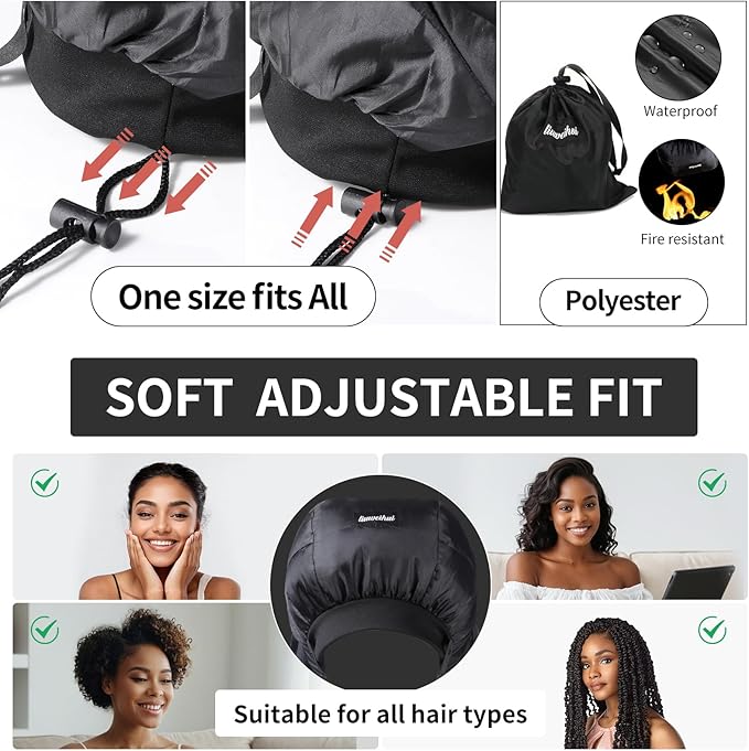 Hooded Hair Dryer， Ideal Hair Diffuser for Curly Hair， Your Ultimate Solution - Spacious Capacity Blow Dryer Cap for Rapid Styling of Curls（Size Medium）