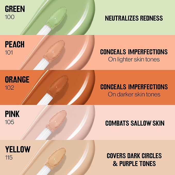 Revlon Glimmer Correcting Concealer, Liquid Under Eye Makeup, Made with Caffeine, Vitamin C, & Stevioside, 100 Green, 0.3 fl oz