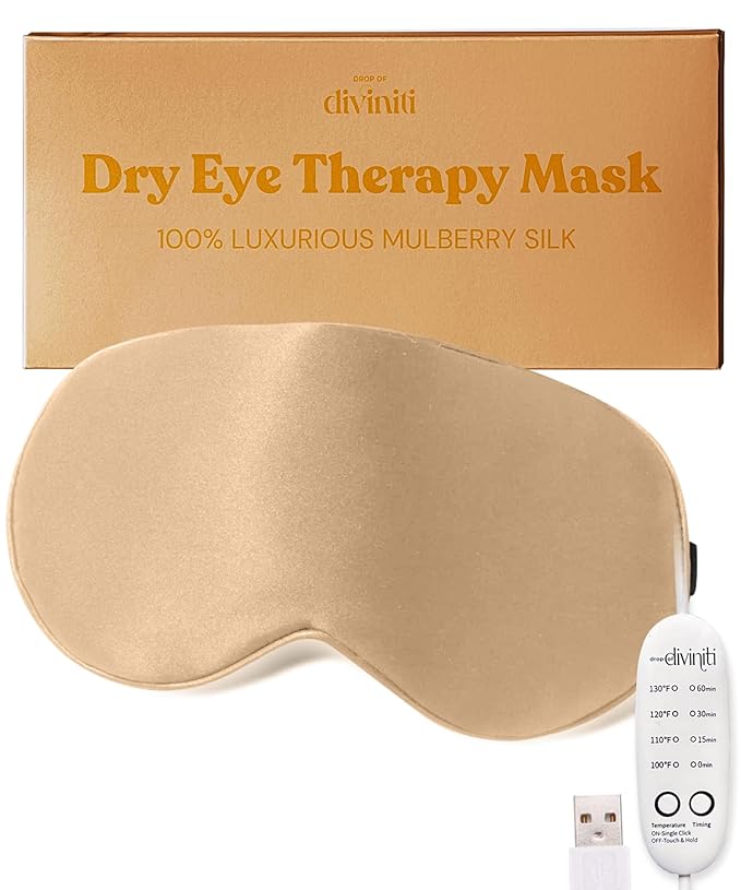 Heated Eye Mask for Dry Eye Relief - Stye Eye Treatment, Warming Eye Mask for Dry Eyes Mask Warm Compress for Eyes, Sinus Mask Heated Eye Patch - Dry Eye Mask Moist Heat Electric Warming - Champagne