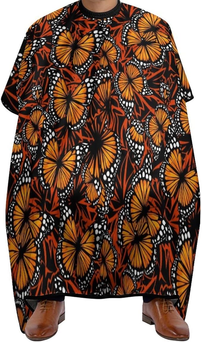 Adults Orange Monarch Butterflies Hair Styling Cape Large, Long Haircut Apron for Hair Cutting Styling, Easy Clean