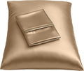 BLISSFORD Satin Pillowcase with Zipper, for Hair and Skin Care, Feels Soft and Cool Like a Silk Pillowcase, Beige Satin Pillow Cases 2 Pack, Slik Pillow Cover, Standard Size, Set of 2