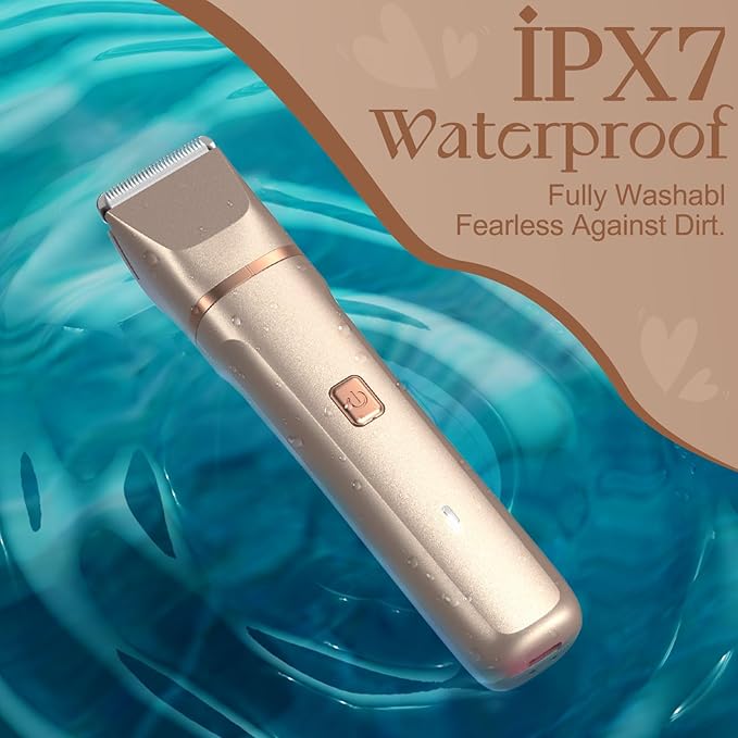Electric Bikini Trimmer for Women - Waterproof Pubic Hair Trimmer & Facial Shaver, Rechargeable Cordless Electric Razor with Ceramic Blades, IPX7 Shower-Safe for Sensitive Skin, Gift for Her