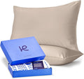 Kickoff Viscose Bamboo Pillowcase, Standard, Set of 2, 100% Organic Hidden Zippered Viscose Bamboo Pillow Case Standard Size, Cooling Pillow Cover for Hot Sleepers (20"x26", Iced Latte)