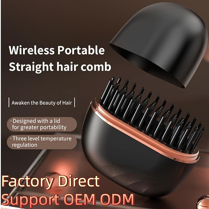 2-in-1 Cordless Hair Straightener Comb, Mini Hair Straightener, Rechargeable Wireless Portable Hair Straightener Brush, Anti Scald Shell, Portable for Home Travel Gift