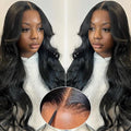 7x5 HD Lace Closure Glueless Wigs Human Hair Pre Plucked Pre Cut 180% Density Wear and Go Glueless Wig 24Inch Body Wave Lace Front Wigs Human Hair Pre Plucked for Black Women Natural Hairline