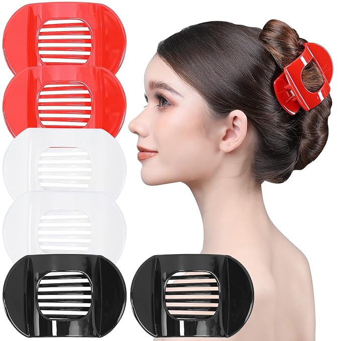 RC ROCHE 6 Pcs Flat Claw Hair Clips for Women Thick Hair French Round Duckbill Square Secure Strong Hold Grip Clamps Barrettes Curved No Slip No Crease Plastic Styling Cute, Medium Holiday Special