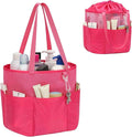 Mesh Shower Caddy Portable, Travel Toiletry Bag for Women Men, Large Capacity Shower Bag Quick Dry Bathroom Bag for Dorm, Gym, Bathroom, Camping, Beach, Swimming, Traveling, Rose Red