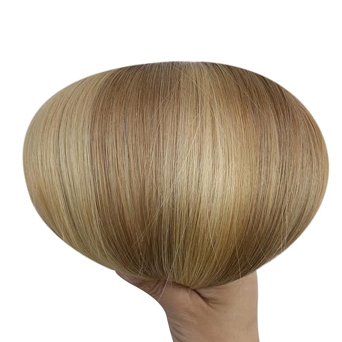 Full Shine Injected Tape in Hair Extensions 5Pcs 18 Inch Virgin Injection Tape in Extensions Color 3 Brown Fading to 8 Ash Brown And 22 Blonde Unprocessed Seamless Tapes in Human Hair 12.5 Gram