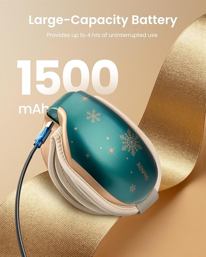 RENPHO Christmas Limited Edition Eye Massager with Heat, White Elephant Christmas Birthday Gifts for Mom Dad Women Men Her Him, Eye Mask for Migraine, Sleep Mask for Dry Eyes Relax Eyeris 1