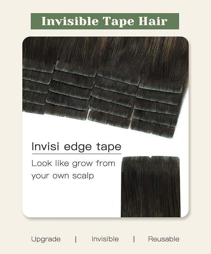 SURNEL Injection Tape in Extensions Real Human Hair 18Inch Dark Brown to Dirty Blonde Invisible Tape in Extensions 20 Pcs 40g(#2618,18)