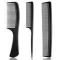 3 Pieces Rsiynax Professional Teasing Comb, Premium Black Carbon Fiber Hair Comb Set for Cutting and Styling, Fine and Wide Tooth Hair Barber Combs for Women and Man
