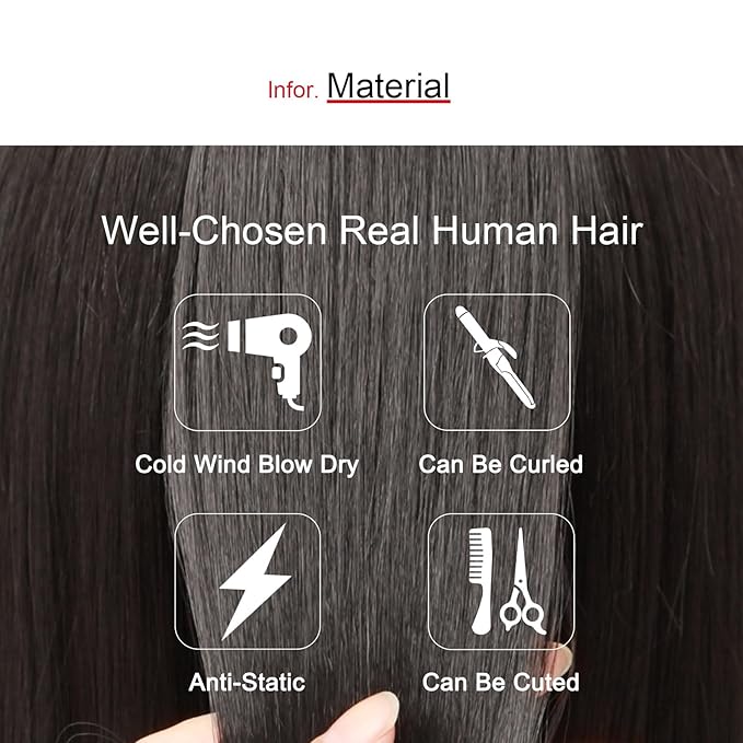 100% Human Hair Topper Machine Hand Made Hair Pieces Clip in Hair Wiglets for Women Thinning Hair,Hair Loss BAZF710 (BR Brown × Hair Length:7.8"(20cm), Base Dimension:2.8"×3.9"(7cm×10cm))