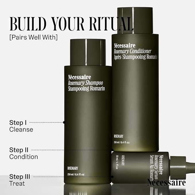 Nécessaire Rosemary Serum | For Denser, Fuller, Healthier Looking Hair Women & Men | 70% Rosemary Water, Oil, Extract + 5% Capixyl™| Good For Hair Thinning | Quick-Dry, No Residue | Vegan | 1 fl oz