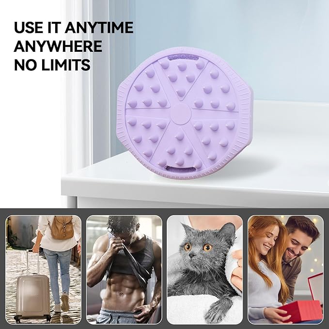 Dual-Sided Silicone Body Scrubber as Stocking Stuffers, Silicone Loofah for Shower Exfoliating Body Brush Scrubber for Men and Women for All Skin, Scalp Massager Lather Well＆Easy to Clean (Purple)