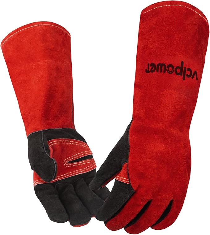 Gloves Fire Heat Resistant: 16IN 932°F Fireproof Leather for Welding Fire Pit Wood Stove Campfire Furnace BBQ Baking,Grill Oven Stick Mig Tig Gear Gift for Man XL