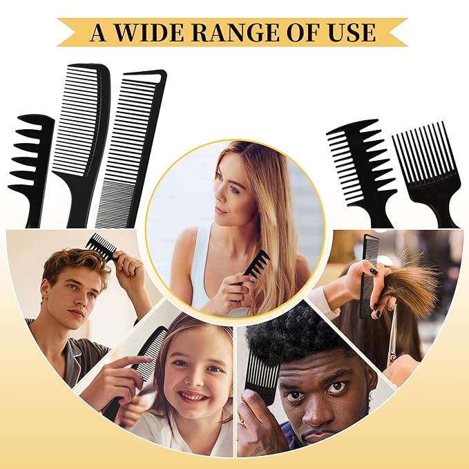 5Pcs Combs for Men, Wide Tooth Medium Toothed Styling Braiding Comb Kit for Twist Detangler Natural Hair, Hair Pick Comb Set for Afro Black Mens Curls
