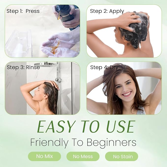 Hair Dye Shampoo 3-in-1, Instant Natural Hair Color Shampoo for Women Men 100% Gray Hair Coverage Champu Para Canas Mujer Dark Wine Red, Lasting 3-4 Weeks & Easy to Use & All Hair Types, 500ml