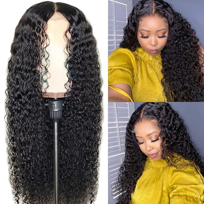 bangjazz Long Water Wave Lace Closure Wigs Human Hair 180% Density Brazilian Virgin Hair Wet and Wave Lace Front Human Hair Wigs for Black Women Pre Plucked with Baby Hair Natural Color 32 Inch